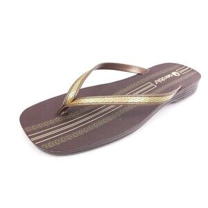 aeroblu Thong Flip Flop Sandals Metallic Glitter Straps Size 38 US 7.5 Gold